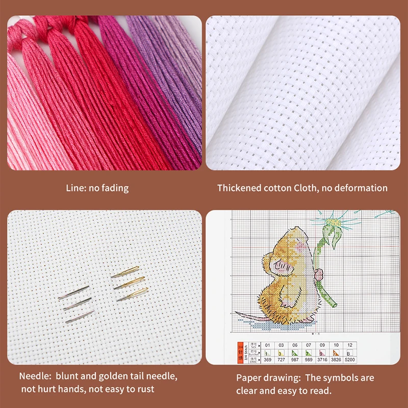Field scenery cross stitch DIY flower bicycle pattern 11CT 14CT canvas printing needle and thread embroidery kit Christmas gifts