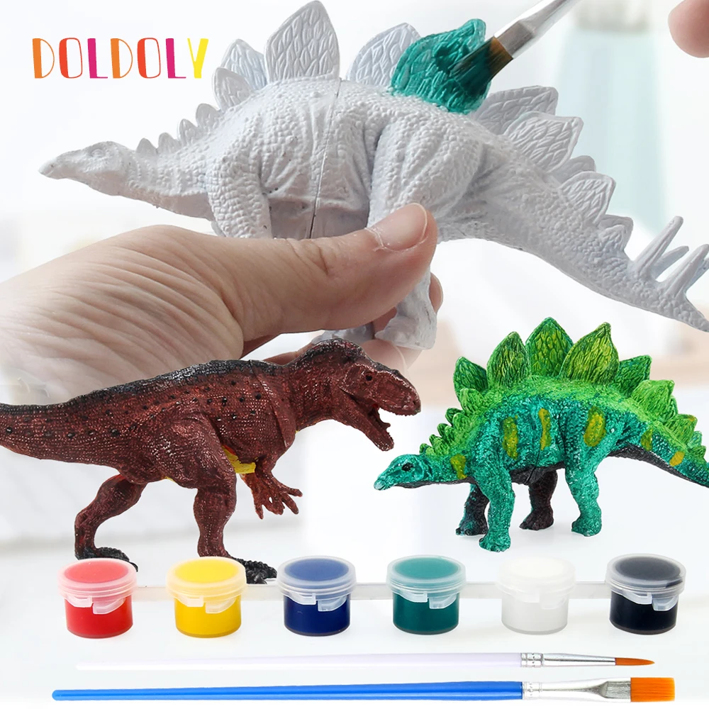 Pintura a Color DIY de animales, dinosaurio jurásico, Brachiosaurus,  Estegosaurio, Tiranosaurio Rex, modelo de dibujo, juguetes para  niños|Figuras de acción| - AliExpress