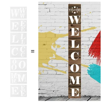 

8pcs Large Welcome Letters Hollow Template Reusable Word Stencils Template