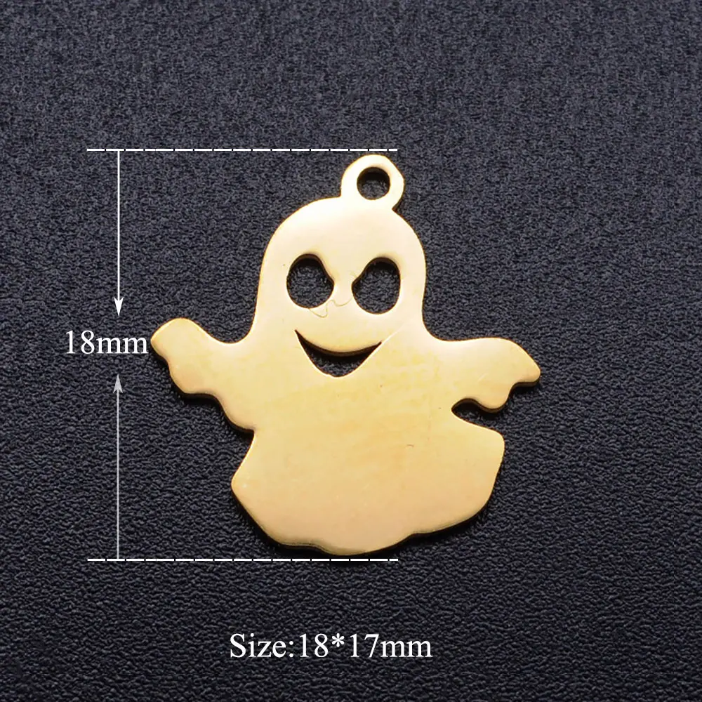 5pcs/lot Halloween Ghost Stainless Steel DIY Charms Wholesale Jewelry Finding Supplies Making Charm Never Rust | Украшения и