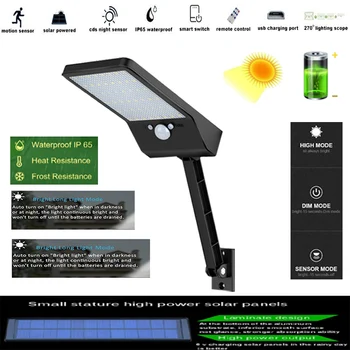 

48 LED outdoor solar lights motion sensor Street Solar remote 3 mode Waterproof PIR Motion Sensor Wall Lamp Garden Parks