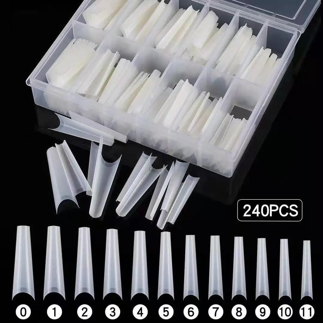 Acrylic False Nail Tips XXL Long Straight Square Shape With Box Extra Long XL C Curve Tips Half Cover Nail Tip Manicure Tool