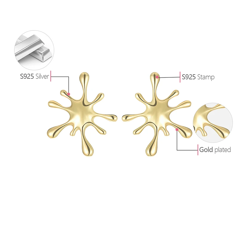 Splashing Metal Stud Earrings - Image 5