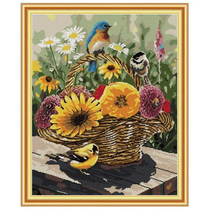 

Bird and flower basket counted printed on the canvas DMC 11CT 14CT DIY kit Cross Stitch embroidery needlework Sets home decor