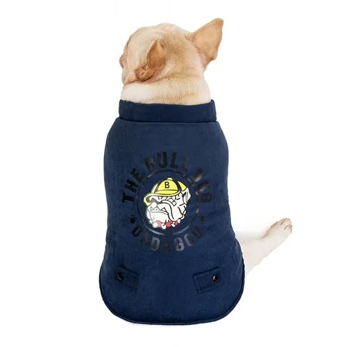 Зимние толстовки для собак с бульдогом; хлопковая рубашка; свитер для полных собак; английский хлопковый жилет; Roupa Cachorro; Роскошная Одежда для больших собак; JJ60MF - Цвет: Navy