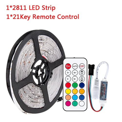with 21key Strip EeeToo светодиодный ночной Светильник Спальня декоративные 5050 RGB Светодиодные ленты WS2811 DC12V Водонепроницаемый лента неоновый светодиодный гибкие светодиодные ленты ночник «сделай сам» - Испускаемый цвет: with 21key Strip