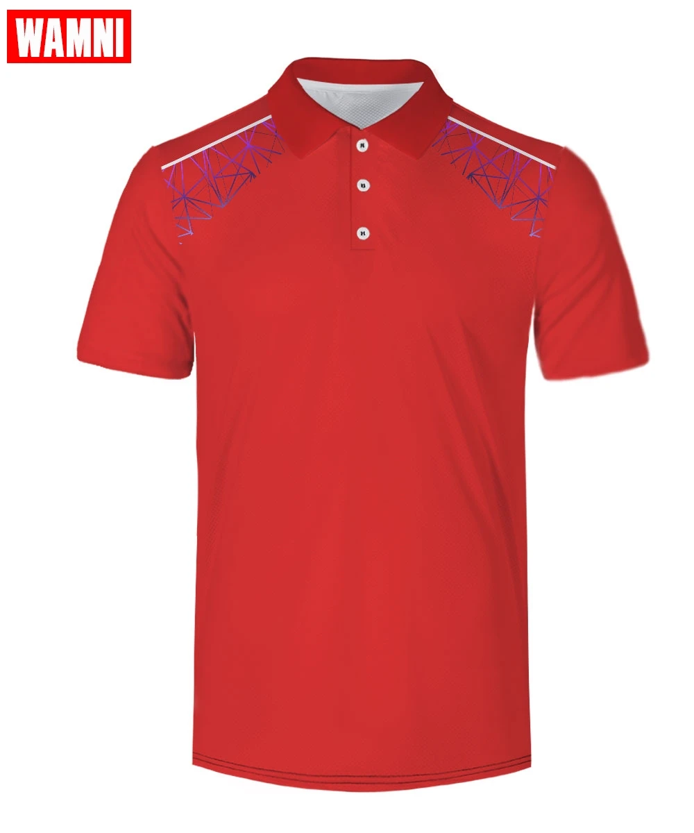 WAMNI Повседневная теннисная 3D рубашка поло сухая тонкая популярная черная свободная дышащая спортивная рубашка с отложным воротником уличная красная рубашка поло