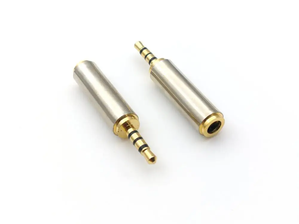 50pcs brass 2 5mm to 3 5mm 4Pole Headphone Jack Plug Adapter connector
