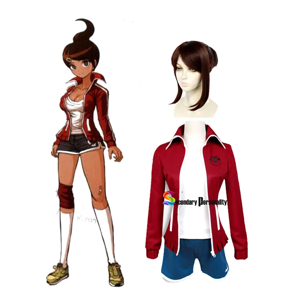 Dangan Ronpa Danganronpa Cosplay Aoi Asahina Uniform Wine Red Shorts For Women Girls Anime Halloween Party Costumes wig |