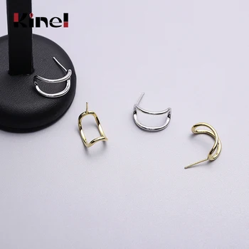 

Kinel 925 Pure Sterling Silver Double Layer Female Earrings for Women Stackable Korean Minimalist Jewelry