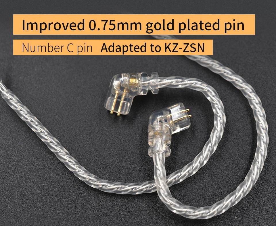 KZ ZSX/ZSN Pro/ZS10 Pro/AS16 наушники посеребренные кабель обновления 2PIN pin 0,75 мм высокой чистоты бескислородные наушники с медным покрытием провода