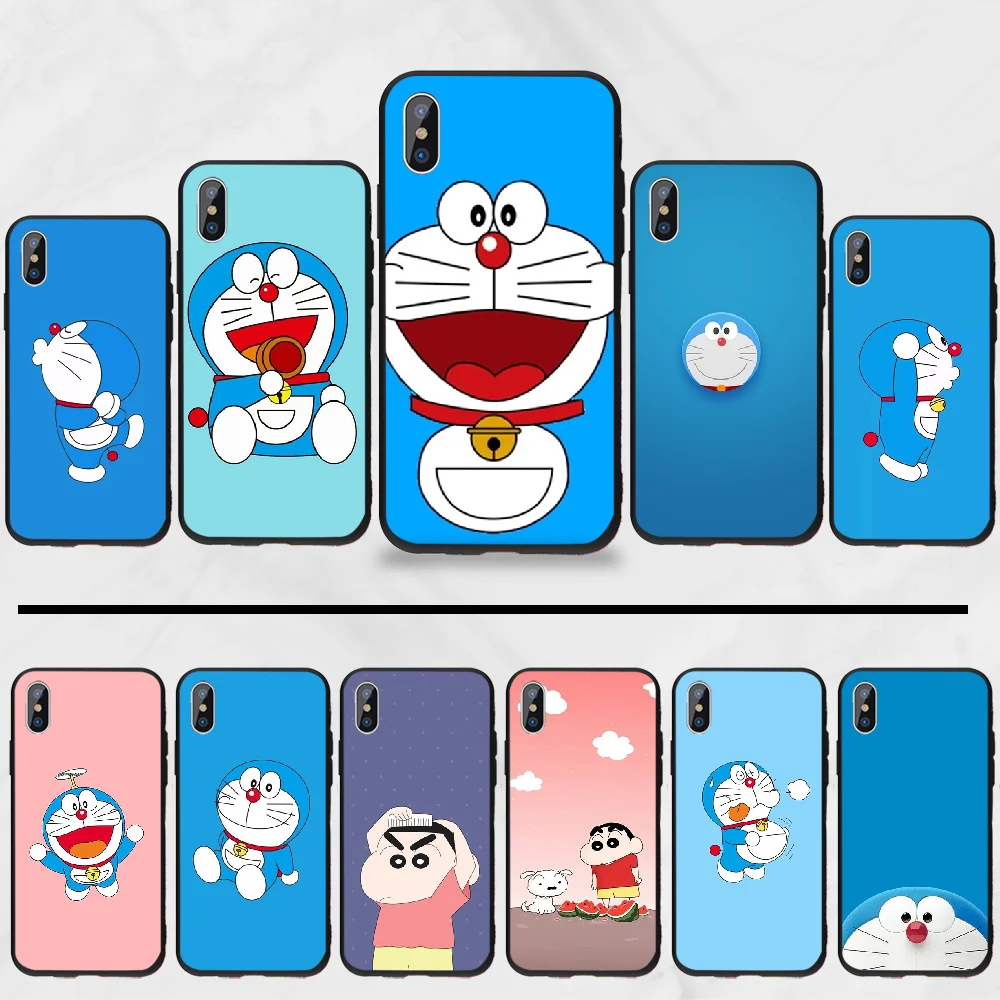 Doraemon милый держатель с подставкой Черный Аниме Капа оболочки Мягкий чехол для