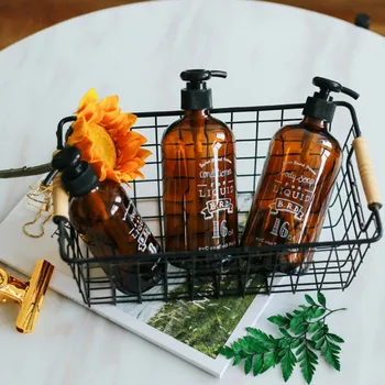 

Brown Bath Shampoo Re-bottling Press Pump Liquid Conditioner Storage Bottle Travel Lotion Soap Organizer Bottle