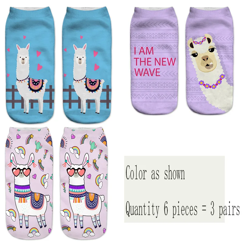 Style as shown Cute funny animal print women's socks 3D three-dimensional pattern sheep unicorn camel cartoon socks gift new beautiful - Цвет: Style as shown