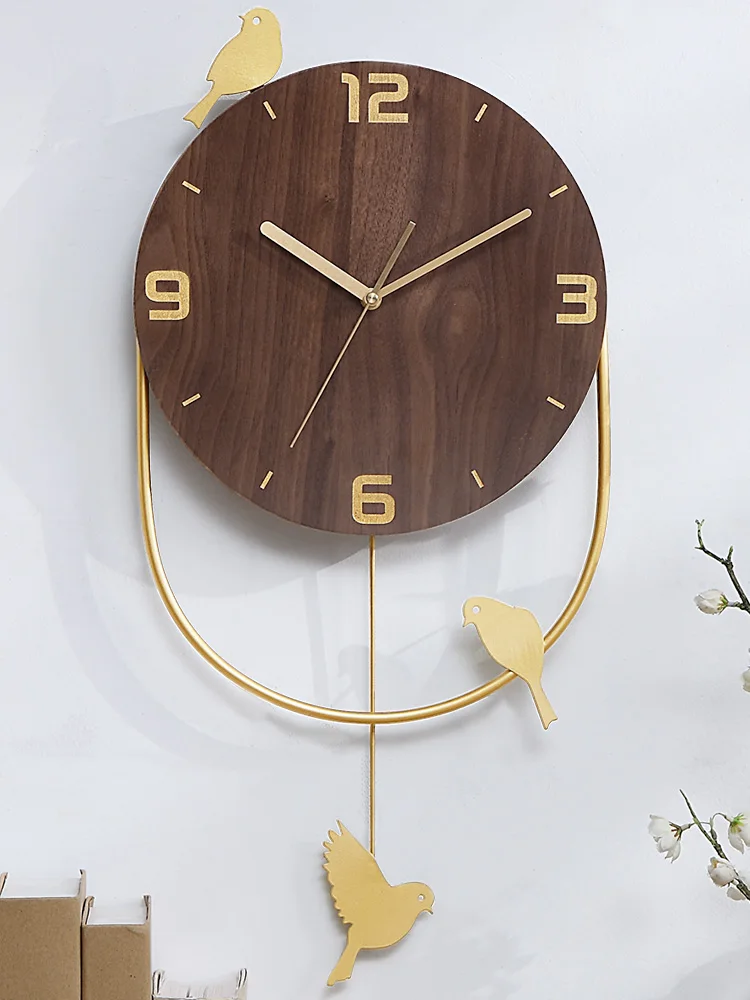 Часы-качели для птиц, настенные маятниковые часы для гостиной, металлические деревянные 3d художественные большие часы, настенные часы, домашний бесшумный Reloj De Pared, подарок FZ086
