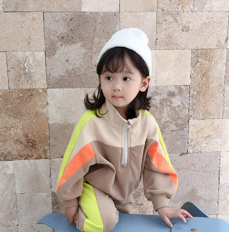 New Girls Boys 2 Pcs Set Hooded Sweatshirt+Long Pants Autumn Cotton Fashion Soft Kids Suits 2-7 years PZ400