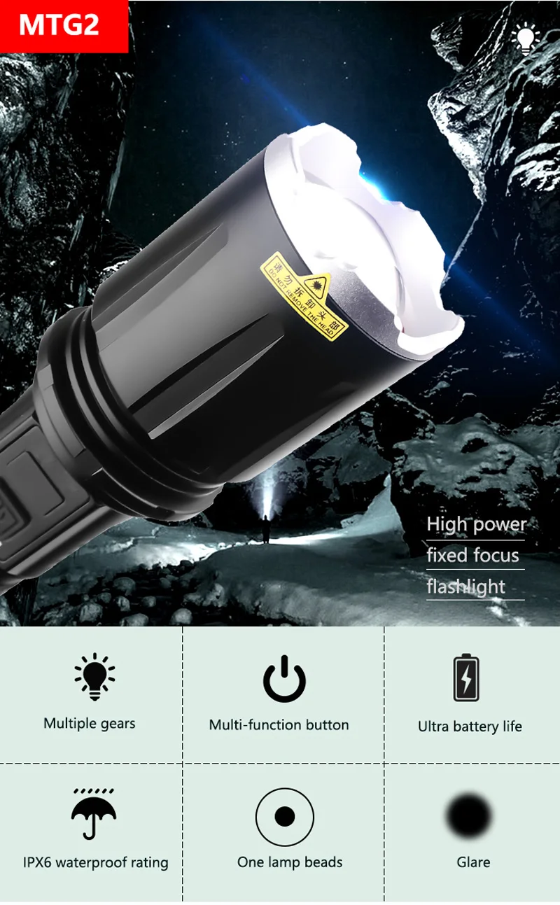 pocket flashlights New LED Flashlight USB Rechargeable MTG2 LED Zoomable Light Camping Waterproof Safety Hammer Light Super Bright Camping Light rechargeable torch with docking station