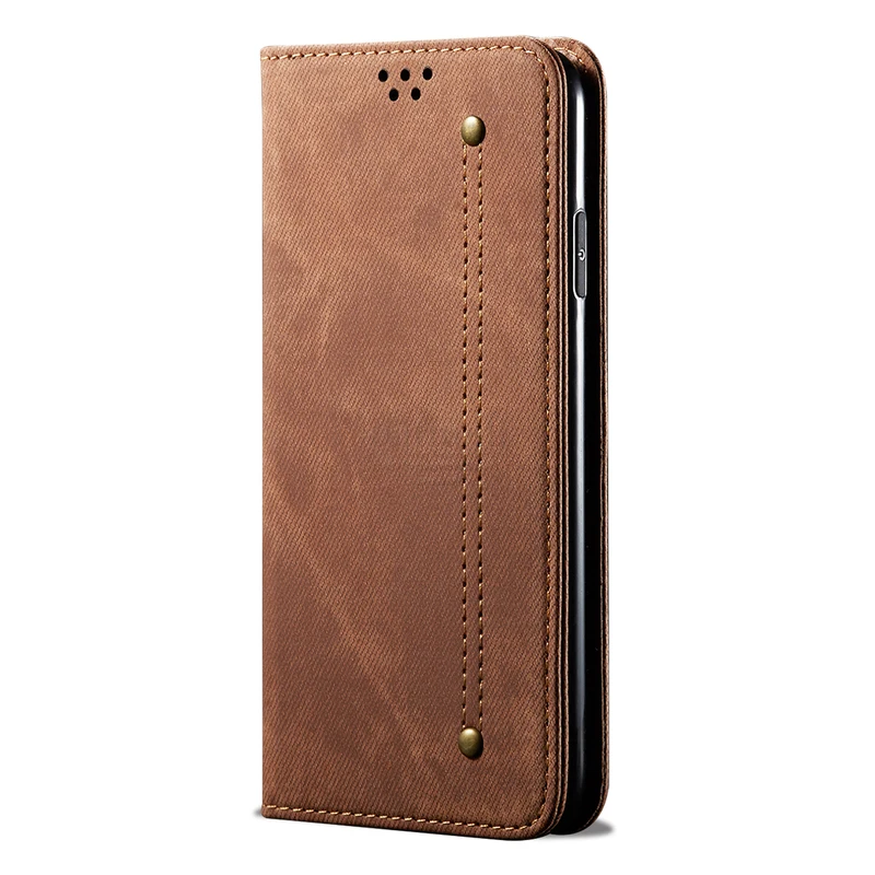 Чехол-Кошелек для Xiaomi Redmi Note 8T 8 Pro, Магнитный чехол-книжка, откидная крышка для Redmi 8, джинсовые кожаные сумки, подставка, держатель для карт - Цвет: light Brown