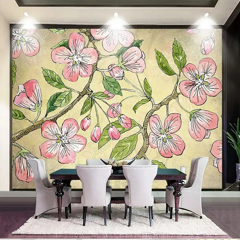 Custom Any Size Mural Wallpaper Modern Hand-Painted Flower Sticker Living Room Bedroom Romantic Home Decor Papel De Parede Art