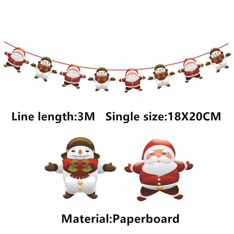 3M отличный подарок на Рождество, красочные баннер стены украшения кулон рождественские украшения для дома Noel год елочные украшения - Цвет: 3-snowman santa