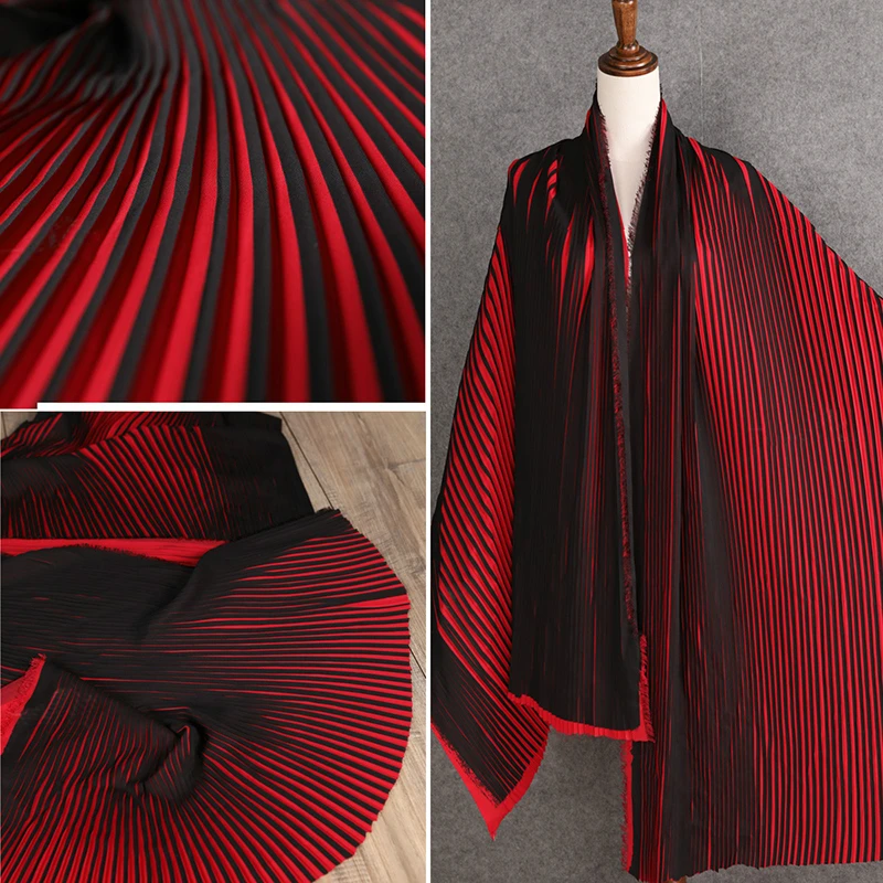Reddish Black Ruffled Pleated Chiffon Fabric Solid For Dress Clothes ...