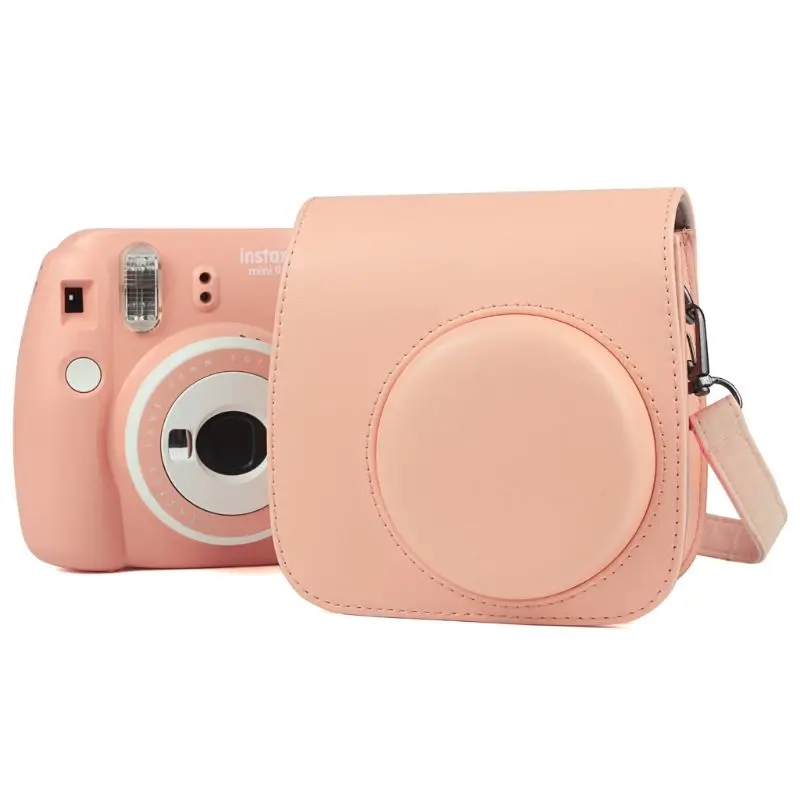 

Solid color PU Leather Camera Bag Case Cover with Shoulder Strap For Fujifilm Instax Mini 9 Mini 8 Mini 8+ Camera
