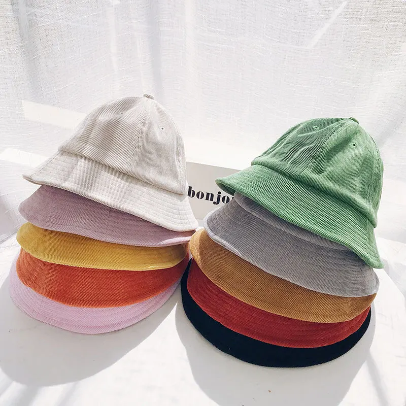 

Corduroy Winter Cute Kawaii Bucket Hat Leisure Easy Match Tide Women Hat Outdoor Sunscreen Cotton Hunting Cap Men Basin Hats
