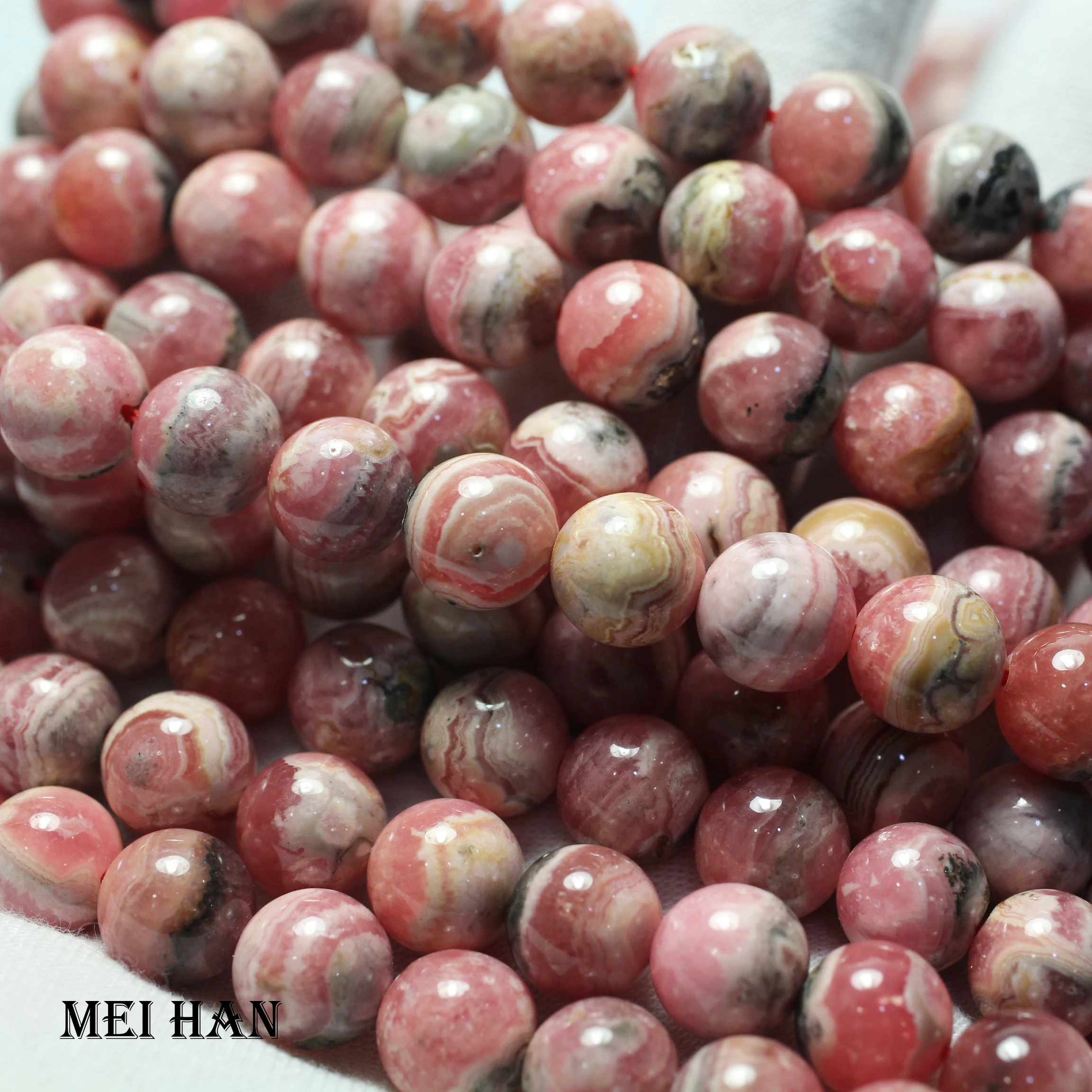Meihan (1 прядь) парик из натуральных 9 3 10 мм 8 Родохрозит Гладкие Круглые бусины для