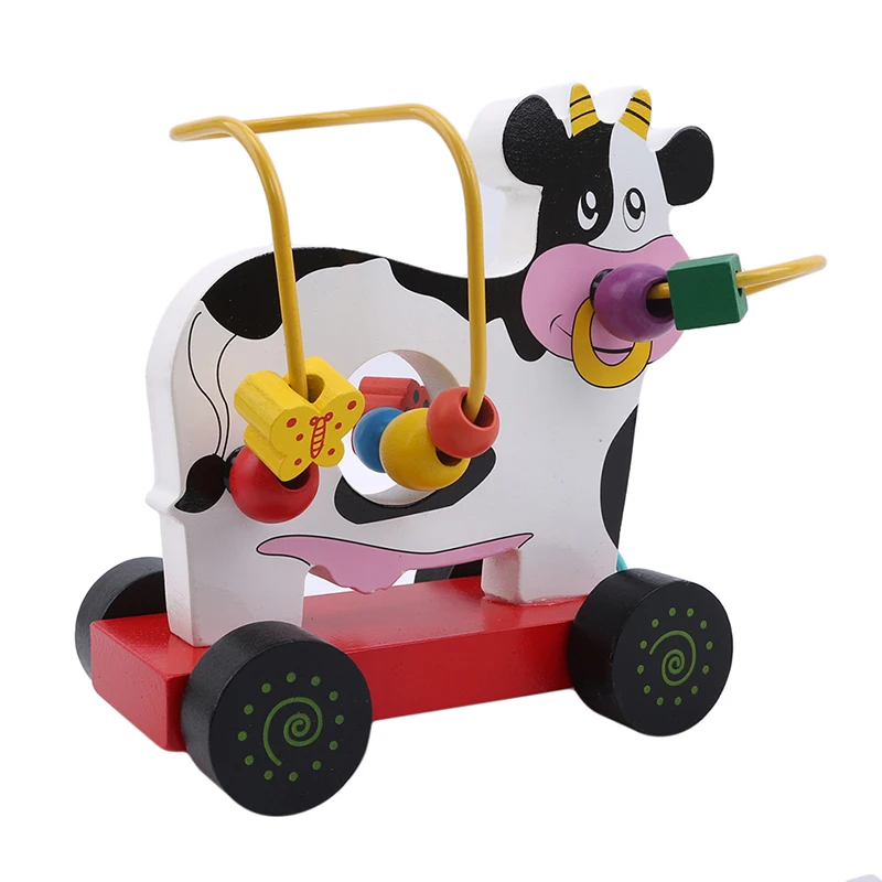 Baby Infant Wooden Toy Educational Duckling Trailer Toy Mini Around Beads Learning Game Multicolour Wooden Children Kids Puzzle