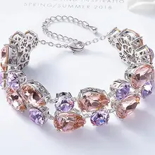 UXN56 S925 чистого серебра Циркон Кристалл девушки браслет ювелирные изделия свадебное платье Соответствующие подарки