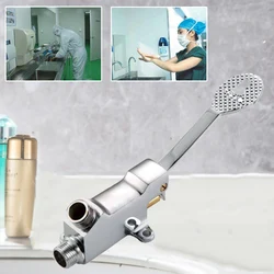 New Switch Control By Floor Foot Pedal Valve Copper Bathroom Basin Faucet Single Cold Tap Hospital Hotel Pedal Water Faucet