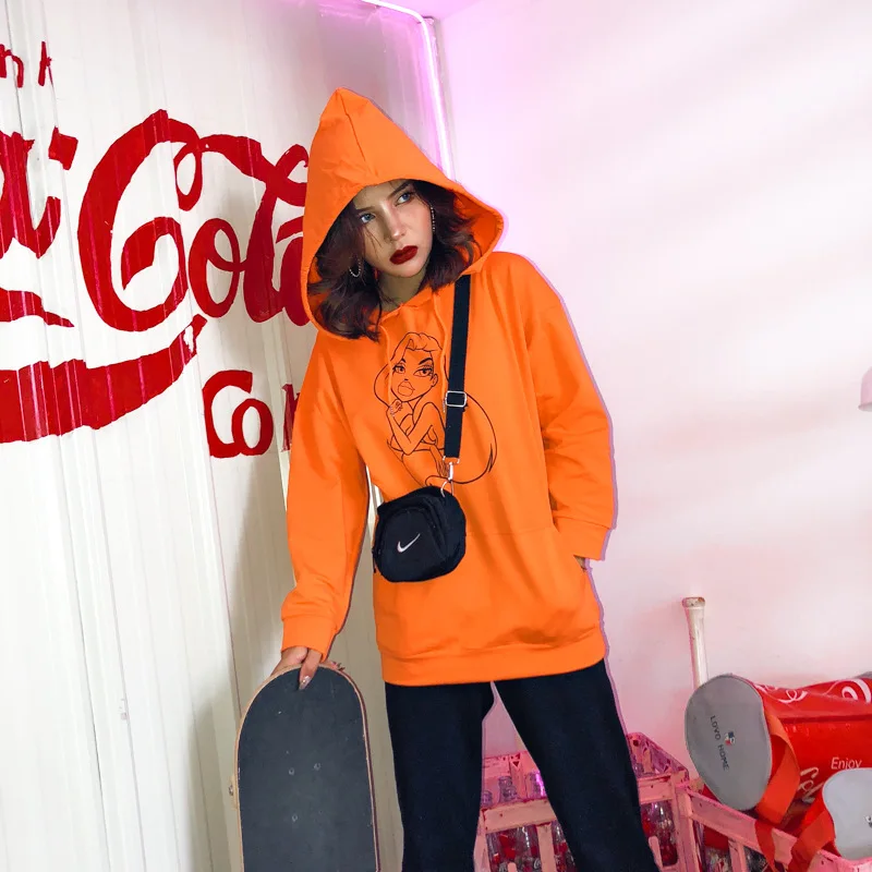 

Abbigliamento Donna Autunno Inverno 2019 Survetement Femme Cartoon Digital Print Kawaii Sweatshirt Long Sleeve Neon Hoodie Women