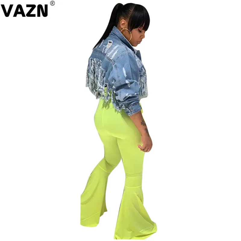 VAZN SN3674 новая осенняя синяя джинсовая верхняя одежда для молодых ленивых модная повседневная однотонная с длинным рукавом Wild Joker Женская короткая верхняя одежда
