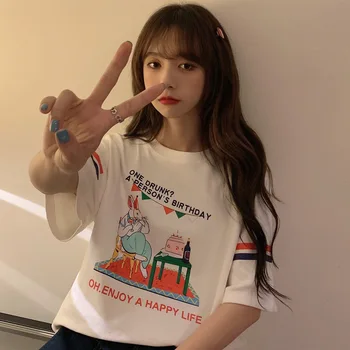 

L High Quality Cotton New Style 2020 Korean-style Short Sleeve T-shirt Female