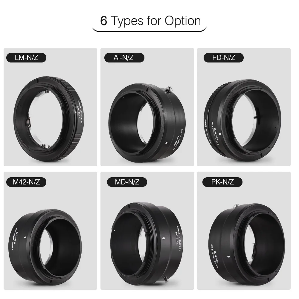 

Aluminum Alloy Lens Mount Adapter Ring for M42-Mount Lens for Canon FD for Nikon AI to Nikon Z6 Z7 Mirrorless Camera AI-NZ