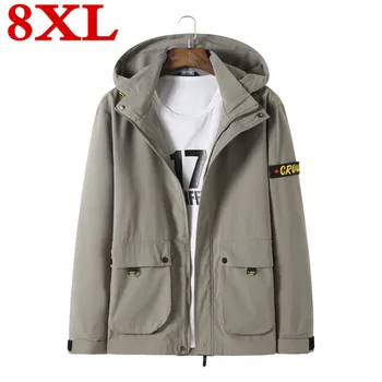 

new plus size 8XL 7XL Men Streetwear Hip Hop Bomber Jacket Man Harajuku Ribbons Pockets Windbreaker Korean Fashions Clothing