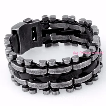 

28mm Heavy Dark Black 316L Stainless Steel Bike Biker Motorcycle Link Chain Bracelets Bangle Boys Mens Jewelry