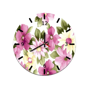 

Creative Silent Wall Clock Modern Design Pink Wall Clock Flowers Living Room Nordic Living Room Zegar Scienny Home Watch BA50WC