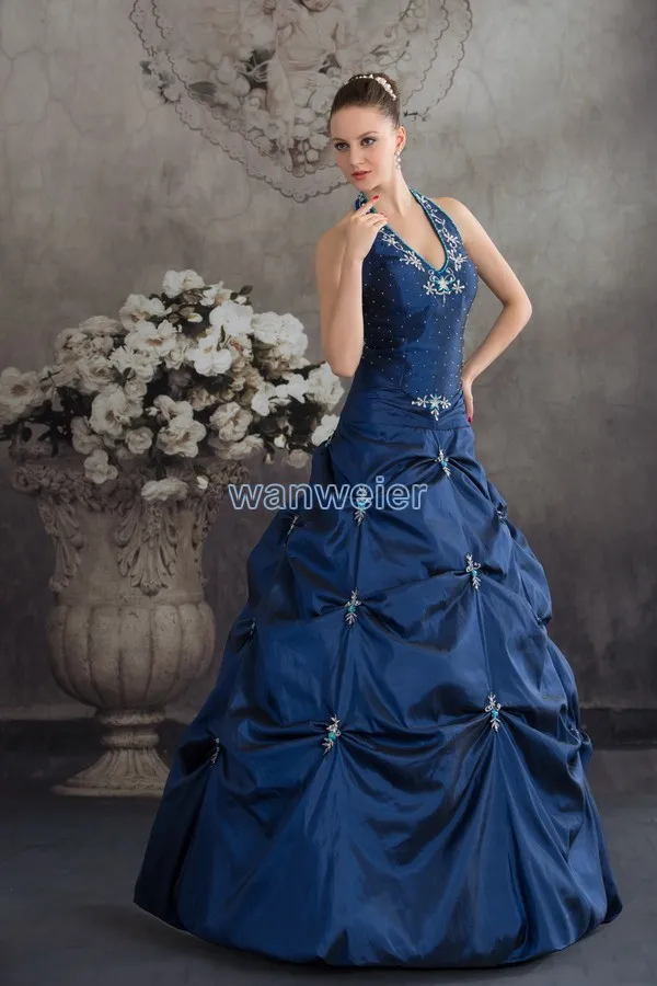 new hot blue beading fantasias handmade custom size bride cinderella crystal curtain decoration Prom mother of the bride dresses
