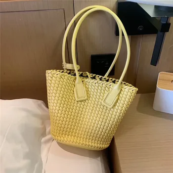 

New High Quality Knitting Bag Beach Bag Straw Totes Bag Bucket Summer Bags Women Handbag Braided