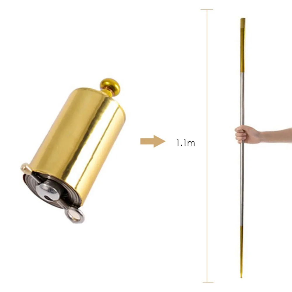 Portable Magic Pocket Staff Steel Metal Outdoor Sport Magical Wand Gold Toy 1.1M 