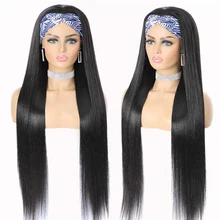 

Glueless Brazilian Human Hair Wigs Remy Bone Straight Machine Made Headband Wigs For Black Women lace front wigs