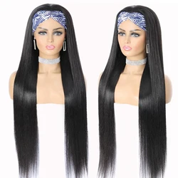 Glueless Brazilian Human Hair Wigs Remy Bone Straight Machine Made Headband Wigs For Black Women lace front wigs