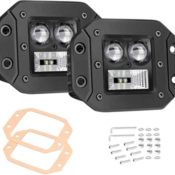 

1 Pair 3 Inch Car Fog Light Square LED Work Light 12V 24V Pillar Spot Work LED Lamp 20W High Brightness Fog Lights