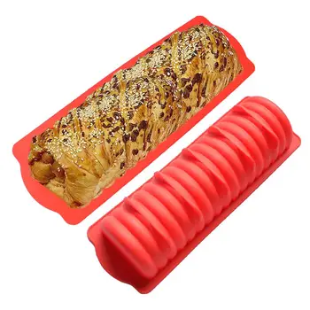

Caterpillar Ribbed Loaf Pan Silicone Mold Bread Hot Dog Form Bakeware Bread Mold For DIY Dessert Baking Cake Decortating Tools