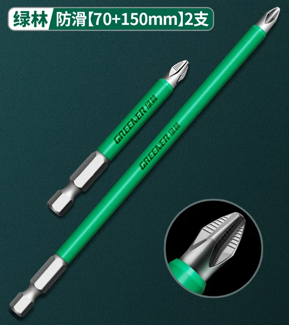 Greener Anti Slip Magnetic Batch Head Cross High Hardness Hand Drill Bit Screw Electric Screwdriver Set 25 50 65 70 90 150mm PH2 70 150mm 2pcs