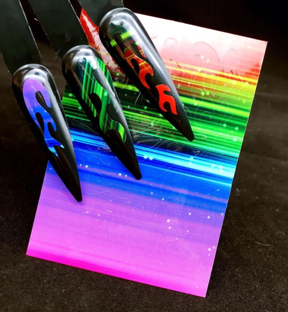 

TSZS 6pcs/lot Newest Flame Shape Nail Art Decoration Acrylic Nail Sticker Decals Fingernail Accessories