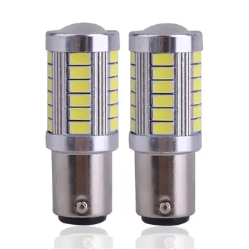 

new2018 Cheap 2pcs BA15D P21W 1157 33SMD 5630 12V 6.6W LED Car Reverse Backup Reverse Lamp Auto Vehicle Reverse Light Bulb