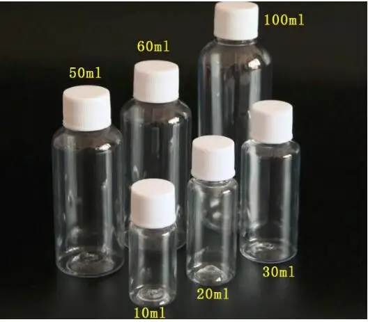 10pcs/lot Plastic PET Clear Lid Lotion Bottles Cosmetic Sample Container Travel Liquid Screw cap Fill Vials