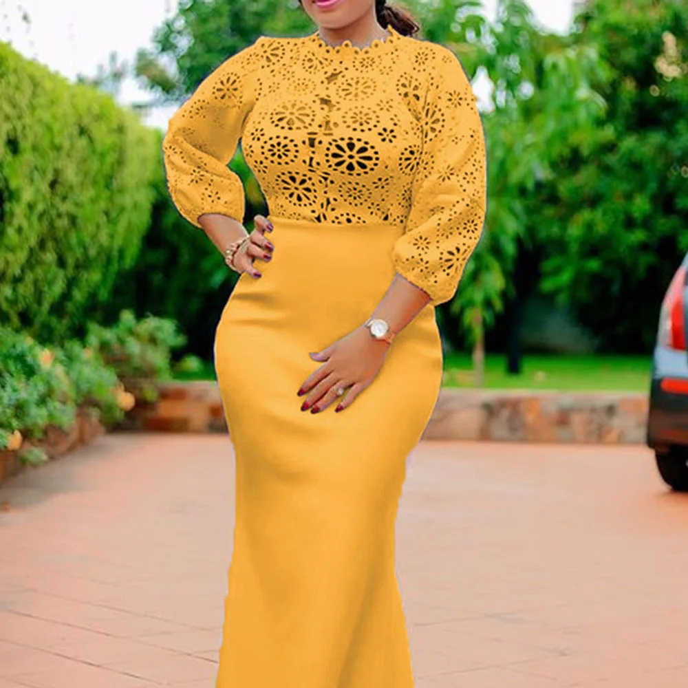 Yellow Party Dress For Women 2021 Summer Plus Size Dresses African Woman  Elegant Fashion Style Sexy Hollow Night Club Vestidos|Dresses| - AliExpress